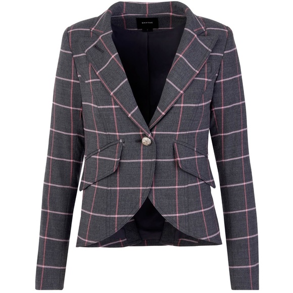 SMYTHE One Button Window Pane Stripe Blazer - Picture 1 of 6